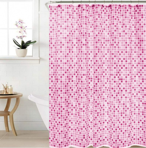 Imagen 4 de 6 de Cortina De Baño Estampada Simple 180x180 Cm + Ganchos