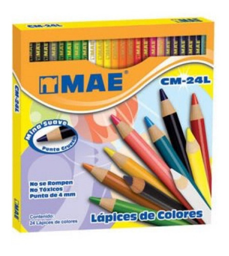 Lápices De Colores Mae Largos 2cajas Con 24 + 3 Cajas Con 12