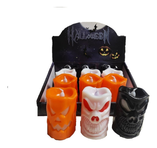 12 Velas Led Calabaza Halloween Decoración Dia De Muertos