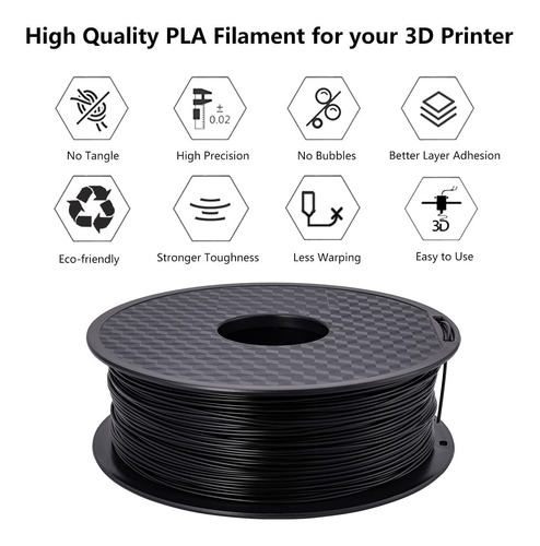 Filamento Para Impressão 3d 1,75mm 1kg Pla Preto