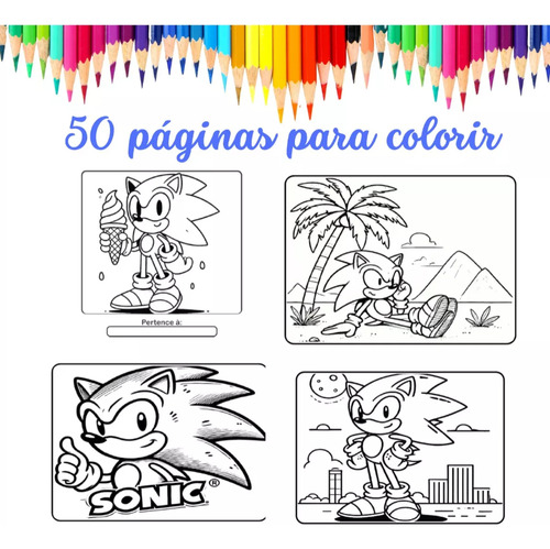 Livro Colorir Sonic Estilo Bobbie Goods 50 Folhas Capa Dura