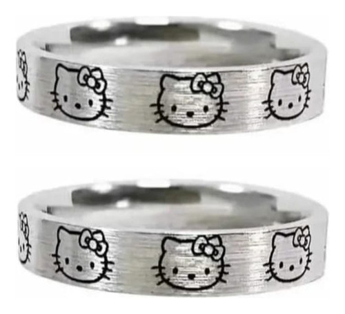 Anillo Hello Kitty Plata .925 2 Piezas 