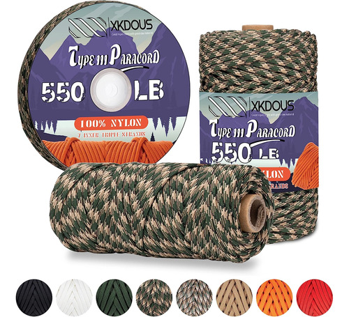 550 Paracord 250ft Forest Camo Paracord De Paracaídas,...