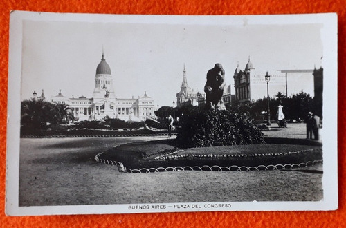 Antigua Postal De La Plaza Del Congreso De Buenos Aires 