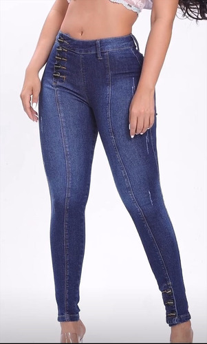 Calça Jeans Feminina Cint Alta Modela Empina Bumbum Botões