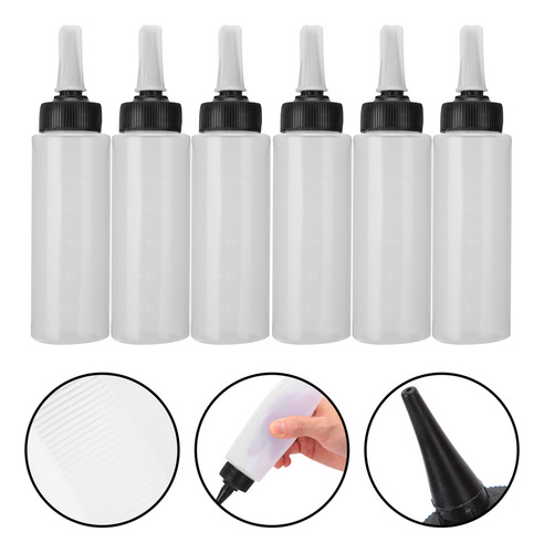 * Frasco Hair Salon Squeeze, 6 Peças, Aplicador De Shampoo