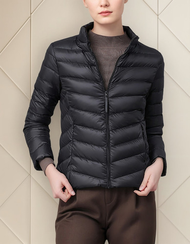 Chaqueta Moderna Para Mujer Con Cuello Alto Y Cremallera Par