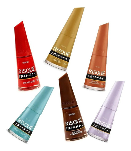 Kit Com 6 Lindos Esmaltes Coleção Friends Cremoso Risque 8ml Cor 6 cores