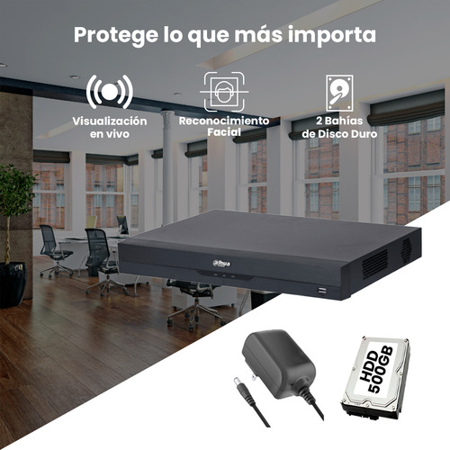 Kit Cronos Dvr Dahua Xvr5216an-4kl-p500 16 Canales 4k Wizsense +hdd 500gb H.265+ 2 Bahías De Disco Duro 16 Ch Hdcvi + 16 Ip Hasta 32 Ip)/ 2 Canales Reconocimiento Facial Funciones Xvr5216an Cctv
