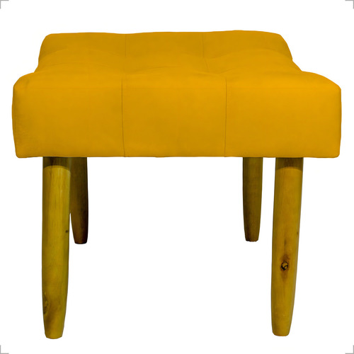 Puff Decorativo Retangular Requinte Pé Palito Suede Bege Cor Mostarda