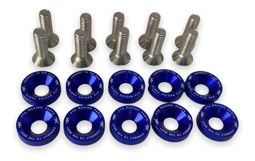 Arandelas Aluminio Moto Auto Atv Ftx 6mm M6 X10u Azul