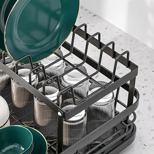 Double-layer Iron Dish Drying Rack With Drain Plate, Y