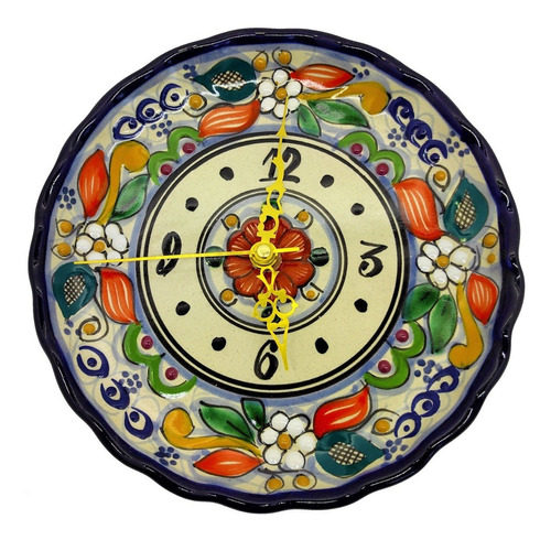 Reloj Redondo De 20cm De Talavera Incluye Maquinaria