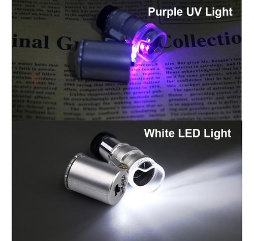 2pcs 60x Lupa Miscroscopio Joyería Lupa Con Luz Uv Y