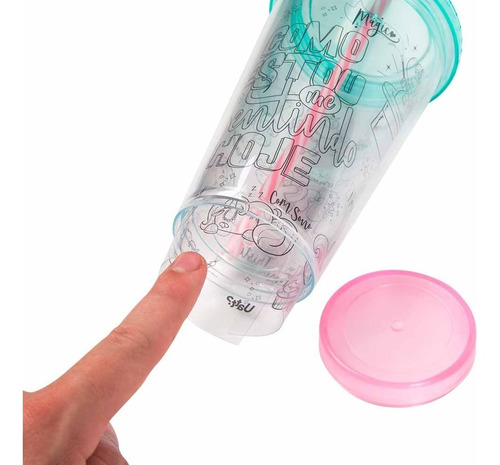 Imagem 5 de 8 de Copo Canudo Para Colorir 500ml - Unicórnio Do Dia