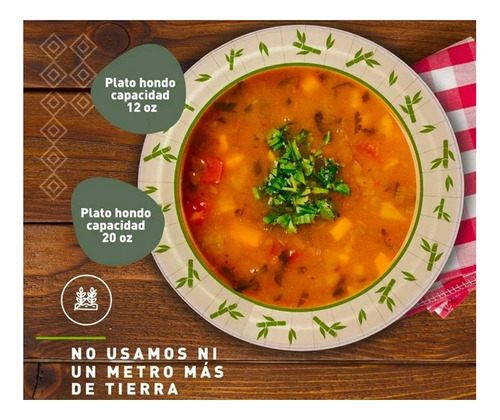 Plato Hondo 20 Oz Desechable Biodegradable 21.5 Cm, 70 Pzas