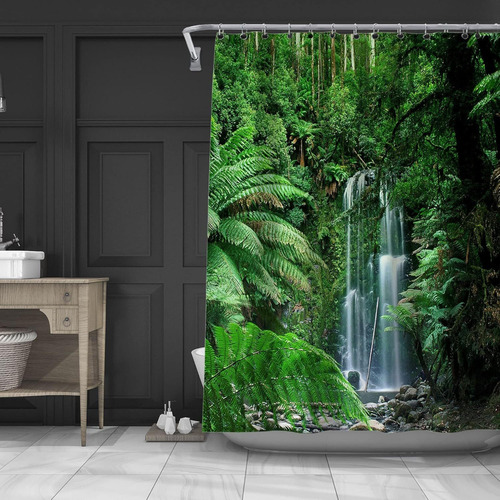 Paisaje Selvático Verde Cortina De Baño