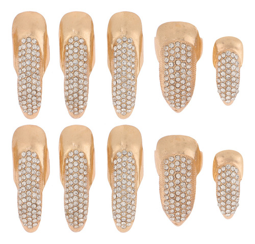 Kit De Uñas Postizas Con Forma De Anillo De Cristal Para Ded