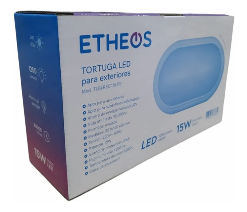 Imagen 3 de 10 de Plafon Exterior Estanco Led Tortuga Oval 15w Puraluz