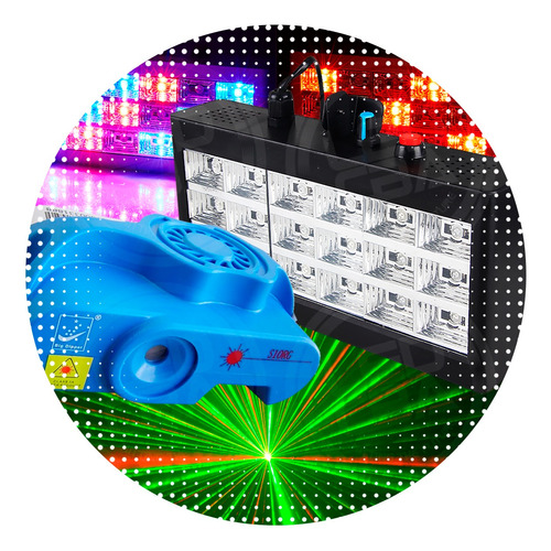 Combo Mini Laser Bigdipper + Flash Rgb 18 Led Audioritmico 