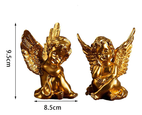 2 Estatuas De Ángeles De Querubines Decorativas De Resina