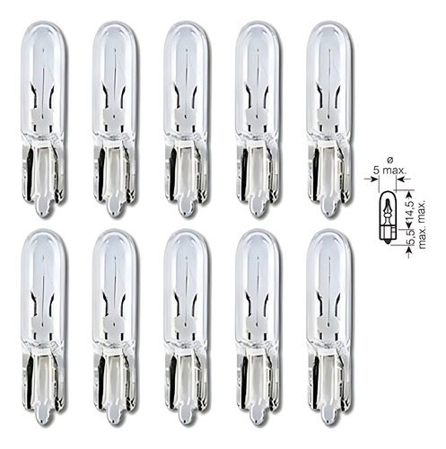 Lampada Esmagadinha Base Vidro T5 12v 1,2w 2 Unidades