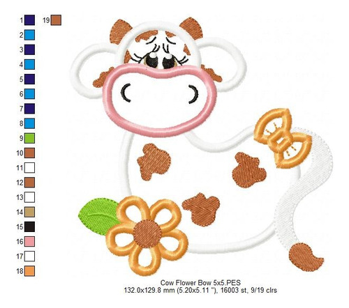 Matriz Para Bordados Maquina Granja Vaca Flor Lazo 4076