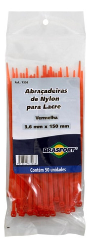 Abracadeira Nylon Brasfort Vermelha 3,6x150 50 Pecas  7303