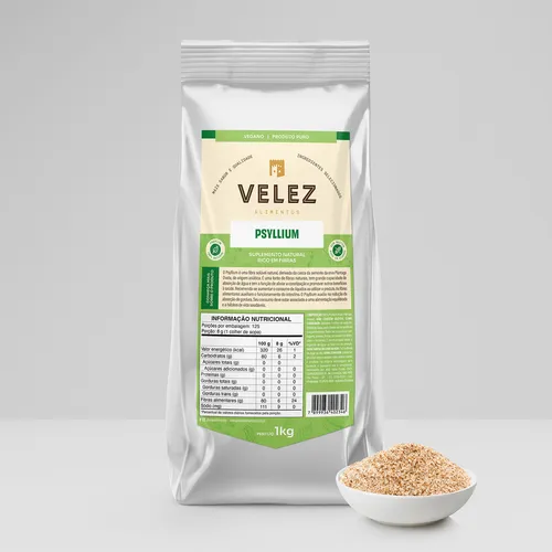 Psyllium Husk Velez 1 Kg Suplemento natural rico em fibras