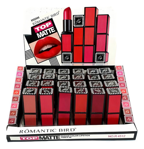 Labial Mate Indeleble 6 Tonos Romantic Bird 24 Piezas Color 6 TONOS DISTINTOS