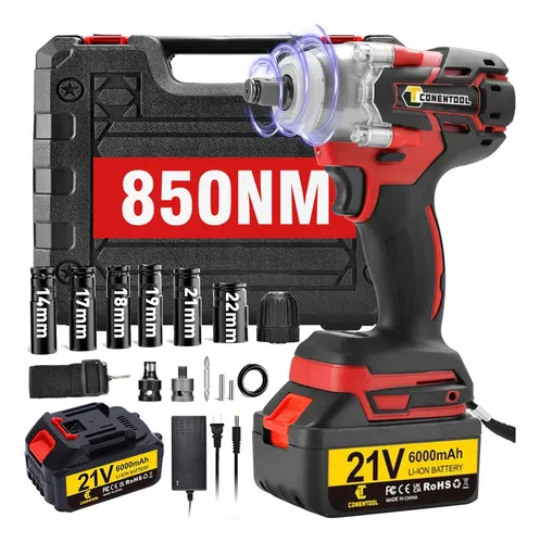 Kit Parafusadeira Chave De Impacto Furadeira A Bateria Litio 21v 1 Baterias 6000mah Maleta 850nm Brushless Freedom House Preto 127/220v 60