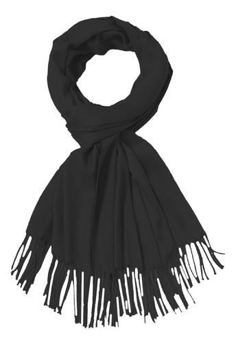 Bufanda De Invierno Moda Mujer Suave Al Tacto Caliente Lisa Color Negro Diseño De La Tela Liso Talla Unitalla
