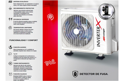 Minisplit Inverter X R32 Mirage 1 Ton 110v Frio 18.5 Seer
