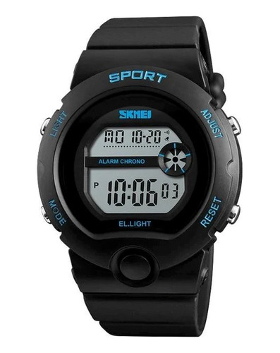 Reloj Dama Deportivo Digital Unisex Negro Azul Skmei 1334