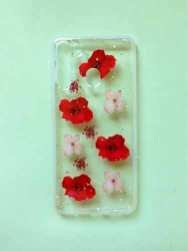 Funda Con Flores Y Brillos Para Samsung A21