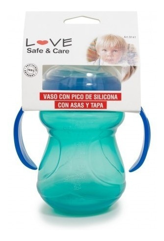 Vaso Con Pico De Silicona Asas Y Tapa +6m 300ml Love 9141