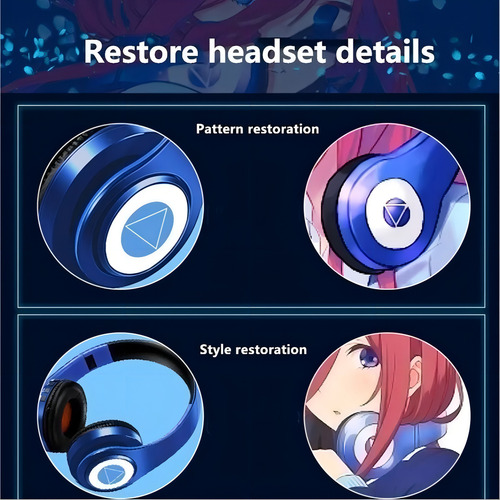 Auriculares genérica gamer inalámbricos Nakano Miku Headphones negro