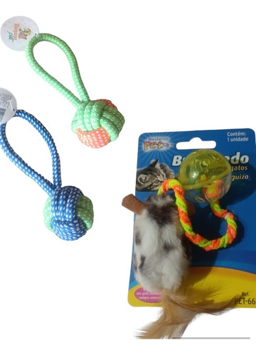  Kit Brinquedo Divertido Pets Ratinho Bola Com Corda Pet