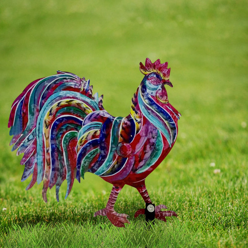 Decoración metálica con forma de gallo del Reino Unido | Multicolor