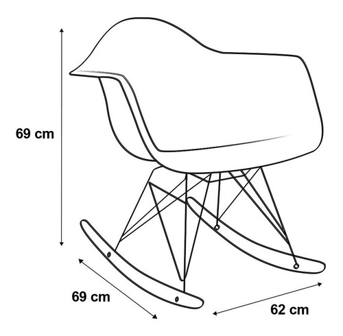 Imagen 6 de 7 de Sillon Silla Vintage Nordico Eames X2 Mecedor Con Posabrazos