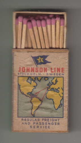 Suecia Antigua Caja De Fosforos Johnson Line Buque Seattle