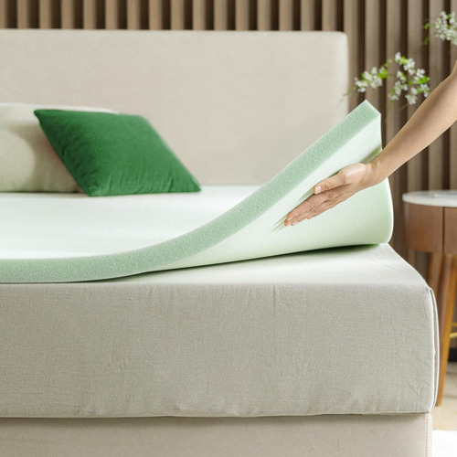 Sobrecolchón De Espuma Viscoelástica De 2 Pulgadas Té Verde