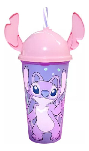 Copo Com Orelhas E Canudo Angel Stitch 500ml Personalizado