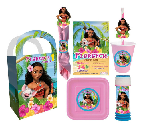 Cotillón Cumpleaños Personalizado Premium Moana Y Maui