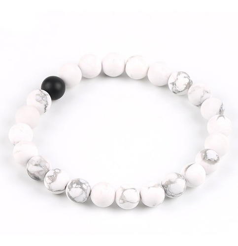Pulseras De Distancia Howlita Blanca + Ónix Mate- Original