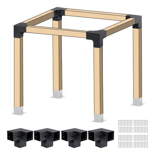 Kit Pérgola Soporte Union De 3 Vías 4 Piezas