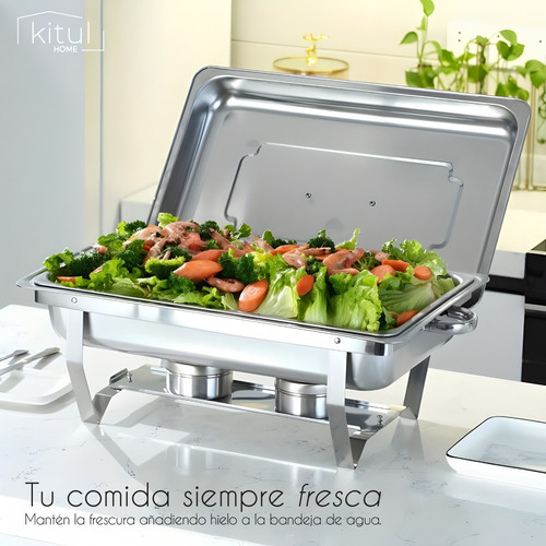Bufetera 3 Espacios Tapa Acero Inoxidable Banquetes Eventos