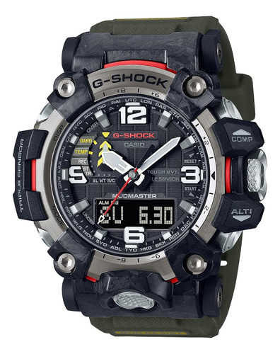 G-shock Men Nuevo Reloj Thin Carbon Mudmaster, Verde Solar