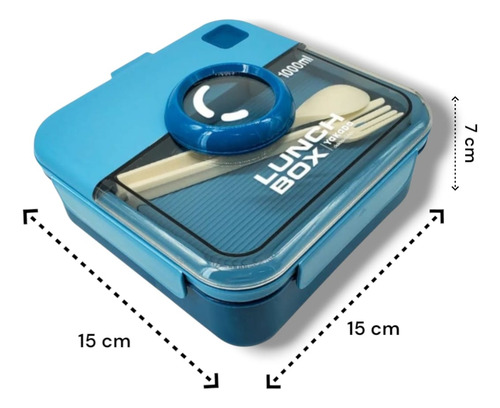 Taper Hermetico Antiderrame Vianda Lunchera Azul 1000ml