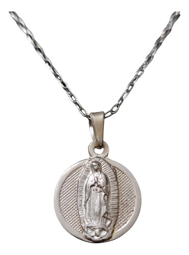 Cadena Collar Virgen De Guadalupe Redon Mujer Plata 925 + Ca